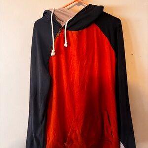 AMPERSAND AVE Vibrant Orange and Charcoal Hoodie